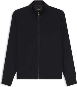 BOSS Stand-collar wool-blend sweatshirt with full zipper
