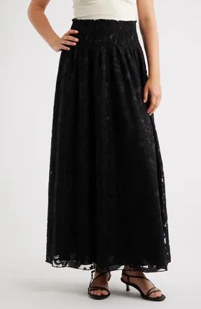 Nikki Lund James Floral Lace Maxi Skirt in Black at Nordstrom, Size X-Large