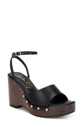 London Rag Colada Ankle Strap Studded Wedge Sandal in Black at Nordstrom Rack, Size 6.5