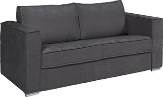 Vente-Unique Sof&aacute; cama de 4 plazas en chenilla gris antracita - Somier de l&aacute;minas anchas de 160 cm - Colch&oacute;n con memoria de forma de 22 cm LORETO