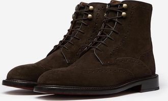 Oliver Sweeney Mens Oliver Sweeney Calf Suede Brogue Boots - Brown - Size: UK-8.5 / us-9.5 / eu-42.5