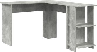 vidaXL Vidaxl - Corner Desk with Storage Concrete grey 140 x 113.5 x 75 cm