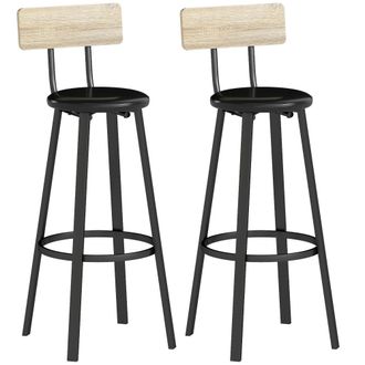 HOMCOM Taburetes de bar 41.5x36.5x99.5 cm natural y negro