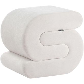 Beliani Beliani - Upholstered Chenille Pouffe S-Shape Footstool Off White Arcadia