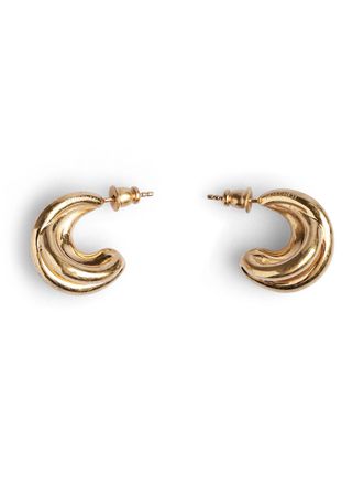Panconesi Crescent-Shaped Huggie Earrings with Twisted Layered Design