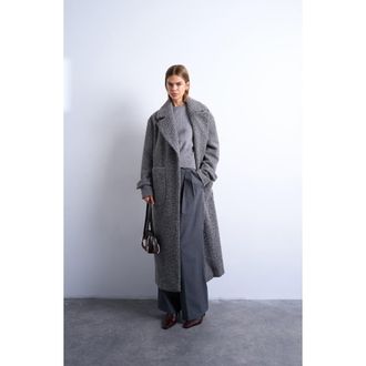 Topshop Chuck On Longline Brushed Coat in Charcoal at Nordstrom, Size Small