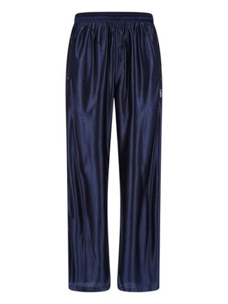 Needles Blue Satin Embroidered Logo Sweatpants