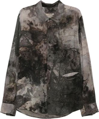Ziggy Chen Camicia in seta con stampa - Grigio