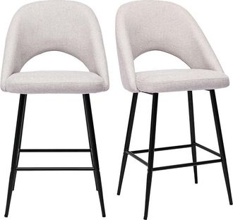 Miliboo Set De 2 Taburetes De Cocina Efecto Aterciopelado Texturizado Beige 65 Cm Cosette