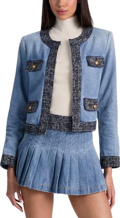 Alice & Olivia Alice + Olivia Landon Cropped Denim Jacket