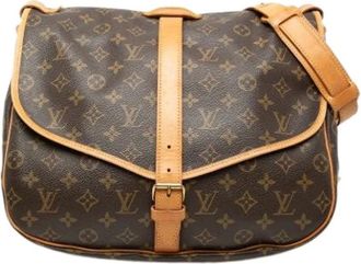 Louis Vuitton Pre-owned Saumur Cross Body Bag - Dames - Vintage Schoudertas - Bruin - ONE Size - Leer - Vintage