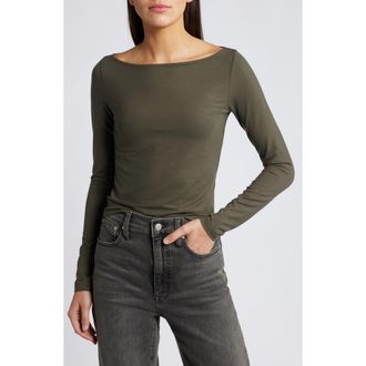 Reformation Wiley Ballet Neck Top in Pine Tree at Nordstrom, Size Large
