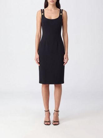Versace Virgin Wool Cut-Out Midi Sheath Dress with Square Neckline