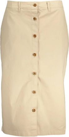 GANT Beige Lange Rok met Knopen en Zakken - Dames - Midirokken - Beige - W34 - Rokken