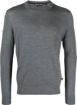 Michael Kors Merino wollen trui - Heren - Ronde hals truien - Blauw - 2XL - Wol - Truien & Vesten