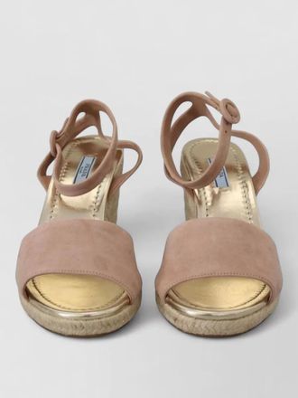 Prada suede leather ankle strap espadrille sandals