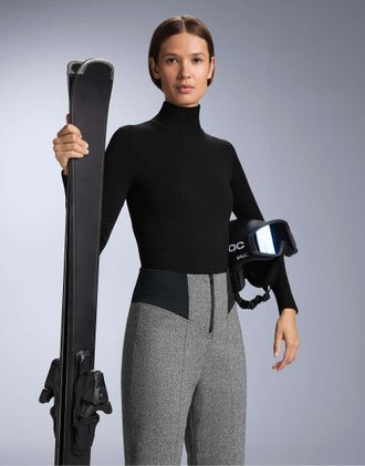 Oysho T-shirt base layer in lana merino senza cuciture nera-Nero