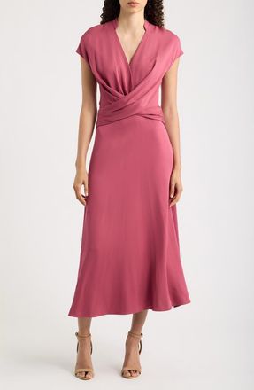 BOSS Dareza V-Neck Midi Dress in Dry Rose at Nordstrom, Size 12