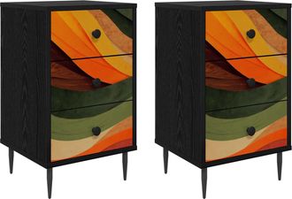 vidaXL Mesa De Noche Bonn 2 Uds. Roble Negro 36 X 33 X 61 Cm Vidaxl