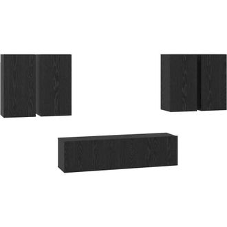 vidaXL Vidaxl - Conjunto De Mueble De Tv 6 Pcs Roble Negro 60 X 30 X 30 Cm