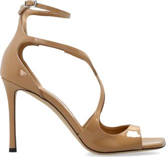 Jimmy Choo London Azia 95 Sandalen met Hak - Dames - Sandalen met hakken - Beige - 41 EU - Leer - Schoenen