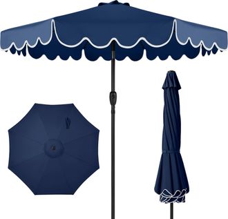 Best Choice Products 9ft Patio Market Umbrella with Scallop Trim, Fade-Resistant, Crank & Tilt, Wind Vent