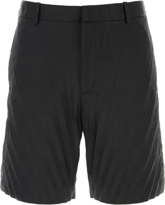 Valentino Garavani Black Pleated Bermuda Shorts