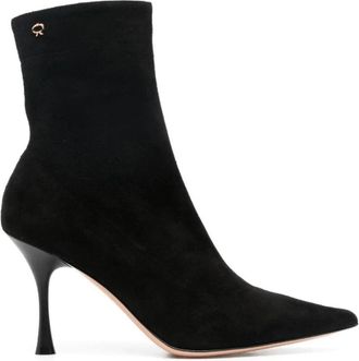 Gianvito Rossi Zwarte su&egrave;de laarsjes met puntige neus en hoge hak - Dames - Laarzen met Hak - Zwart - 38 EU - Su&egrave;de - Schoenen