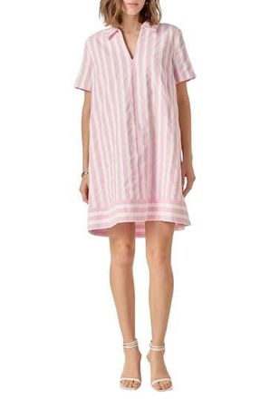 English Factory Stripe Jacquard Mini Shirtdress in Pink/white at Nordstrom Rack, Size Small