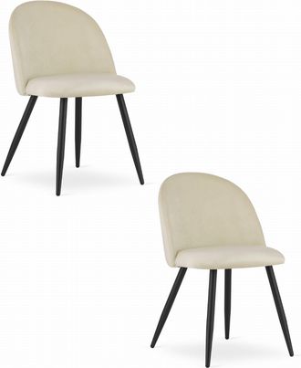 OEM Silla Bello - Terciopelo Beige / Patas Negras X 2