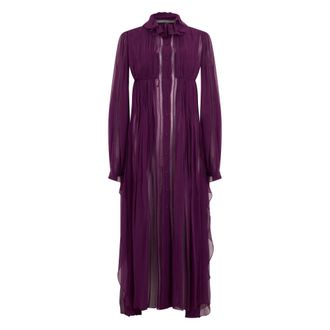 Alberta Ferretti Kleedjes, Dames, Paars, S, Lange jurk met knopen