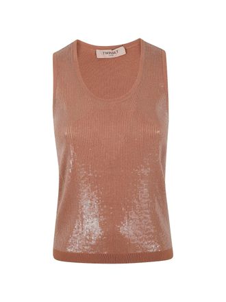 Twin-Set Top Sleek Ribbed Knit Tank Top