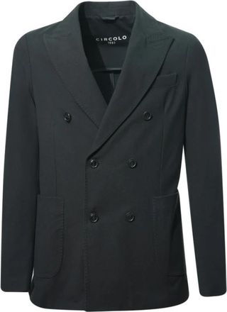 Circolo 1901 Dubbelrijige Jas - Heren - Blazers - Zwart - S - Katoen - Jassen