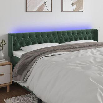 vidaXL Cabecero Con Led De Terciopelo Verde Oscuro 183x16x78/88 Cm Vidaxl