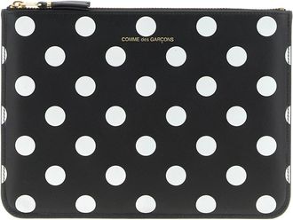Comme Des Gar&ccedil;ons Portemonnee met Polka Dots Print - Dames - Portefeuilles - Zwart - ONE Size - Leer - Accessoires