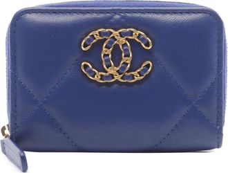 Chanel Portamonete 19 in pelle di agnello 2021-2025 - Blu