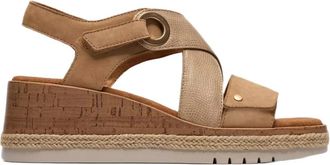 Clarks Kidiki Sun Wedge Sandal - Dames - Sleehakken - Beige - 41 1/2 EU - Schoenen