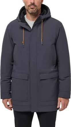 Travis Mathew Mountain Pass Waterproof Hooded Long Jacket in Ebony at Nordstrom, Size Xx-Large
