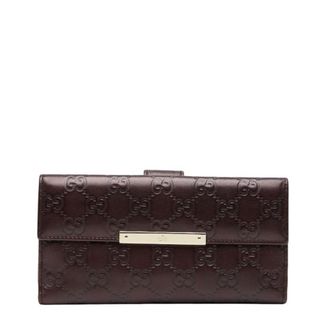 Gucci Brown Leather Long Wallet (Bi-Fold) (Pre-Owned)