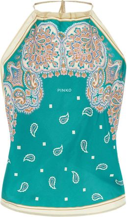 Pinko Light Blue Logo Print Tie Beach Top