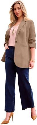 Roaman's Plus Size Relaxed Boyfriend Blazer in Brown Sugar at Nordstrom, Size 44