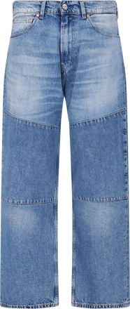 Our Legacy Light Blue Panelled Mid-Rise Straight-Leg Jeans