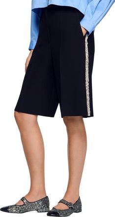 Sandro Bermuda with rhinestone band in Black at Nordstrom, Size 34 Eu