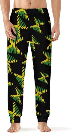 Generic Jamaica Text Flag Mens Pajama Pants Sleep Lounge Bottoms Soft Comfy Long Pj Pant Sleepwear 2XL
