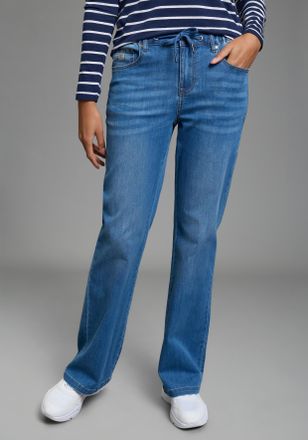 Kangaroos Weite Jeans KANGAROOS, Damen, Gr. 100, K + L Gr, blau used, Denim/Jeans, Obermaterial: 68% Baumwolle, 19% Polyester, 12% Lyocell, 1% Elasthan, unifarb