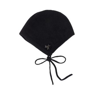 Simone Rocha Emb Beanie - female - Simone Rocha - Accessories - Black - ONE SIZE - Accessories