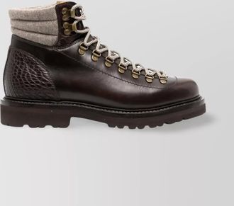 Brunello Cucinelli cedar crocodile embossed ankle boots