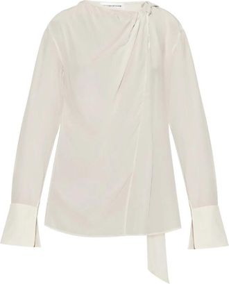 Victoria Beckham Asymmetrische Blouse met Ruches - Dames - Blouses - Beige - 2XS - Overhemden