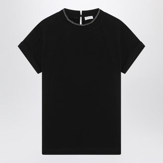 Brunello Cucinelli Brunello Cucinelli Black Crew Neck T Shirt With Pendant