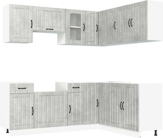 vidaXL Vidaxl - Mueble Cocina Kalmar Gris Hormig&oacute;n 11 Pzas Madera Contrachapada